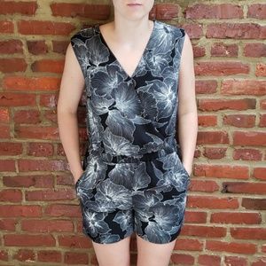 Black floral Romper